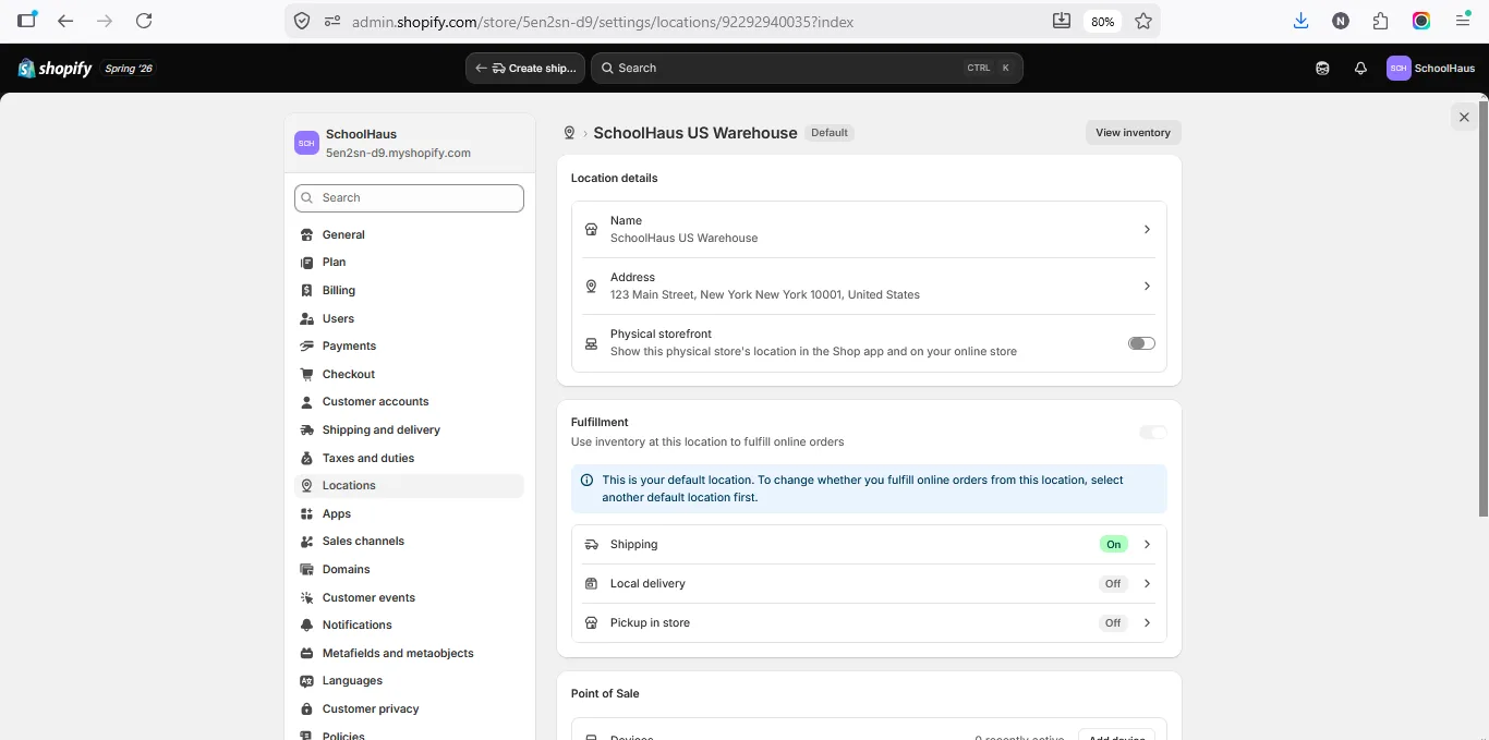 Shipping Settings
