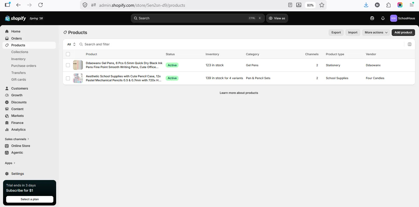 Products Dashboard