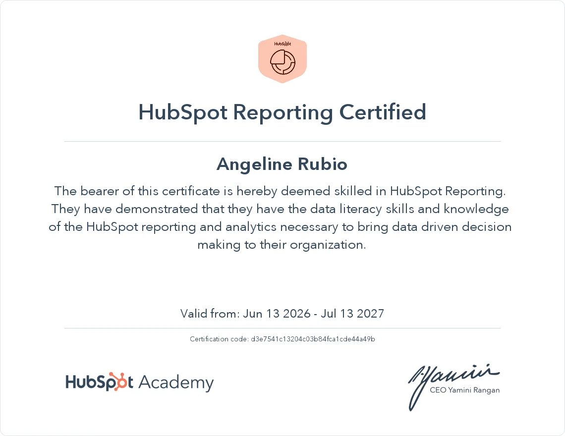 HubSpot Reporting Certified